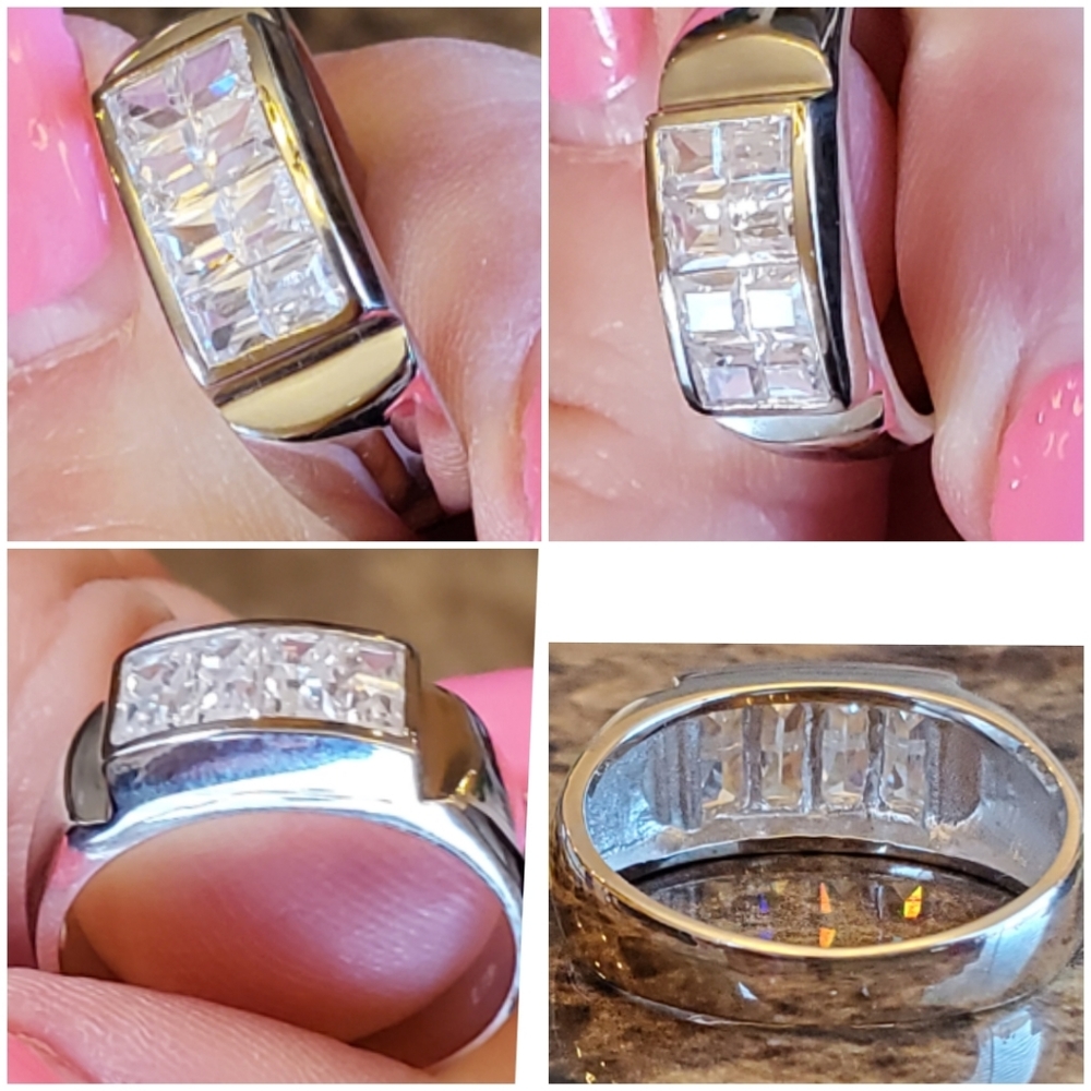Genuine 3ct Princess Cut White Topaz Ring Size 9 - Picture 5 of 7
